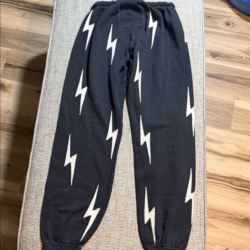 Aviator Nation Bolt Repeat Sweatpants Charcoal White Bolt Patches Women’s Medium - Picture 2 of 6